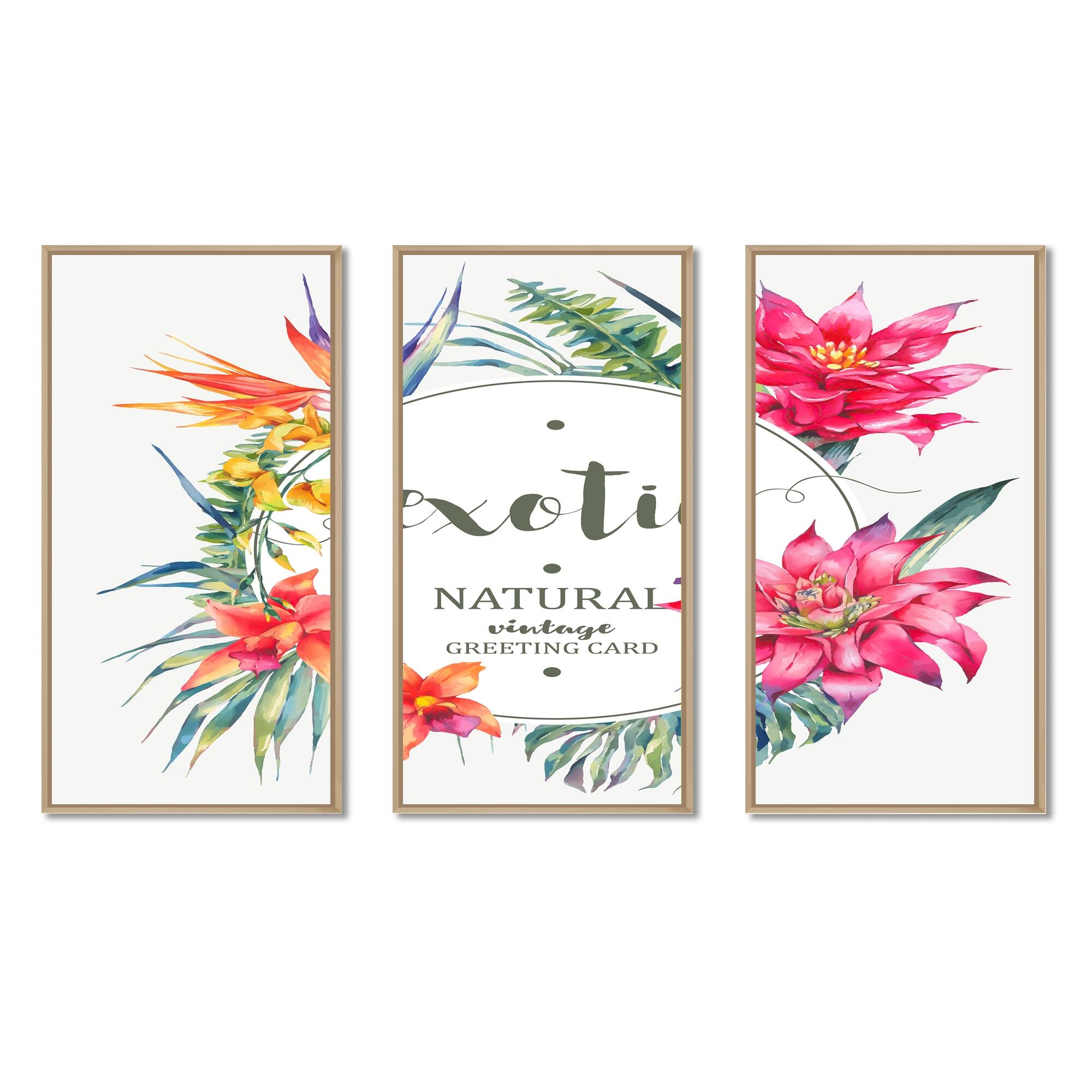 Designart "Exotic Vintage Floral Tropical Garland" Traditional Framed